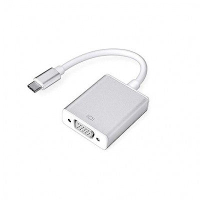An USB3.1 Type-C to VGA HD 1080P Converter Adapter with Silver Aluminum Case