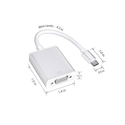 An USB3.1 Type-C to VGA HD 1080P Converter Adapter with Silver Aluminum Case