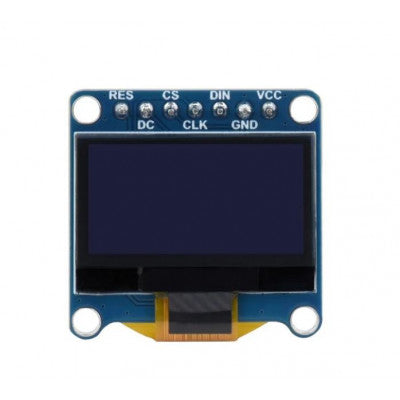 An Waveshare 0.96inch OLED Display Module, 128x64 Resolution, SPI / I2C Communication version C (upper yellow & lower blue)