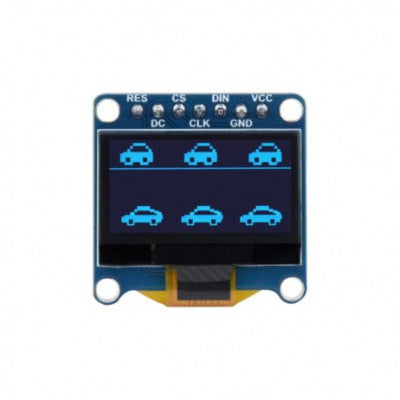 An Waveshare 0.96inch OLED Display Module, 12864 Resolution, SPI / I2C Communication Version E (blue)