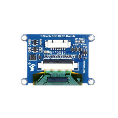 An Waveshare 1.27inch RGB OLED Display Module, 128x96 Resolution, 262K Colors, SPI Interface
