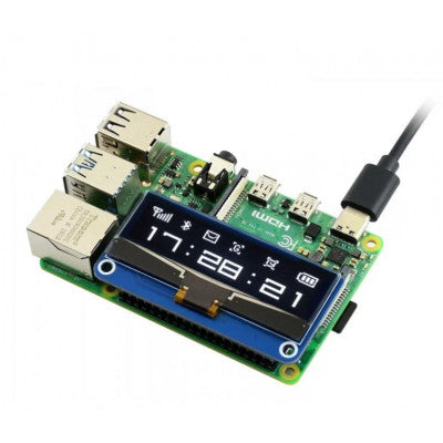 An Waveshare 128×32 2.23inch OLED Display HAT for Raspberry Pi