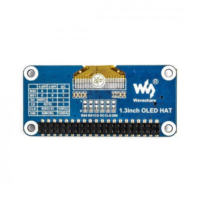 An Waveshare 128x64 1.3inch OLED display HAT for Raspberry Pi