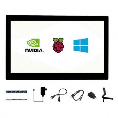 An Waveshare 33.7 CM (13.3 inch) Capacitive Touch Screen LCD with Case V2, 1920 x 1080, HDMI, IPS, Various Systems Support