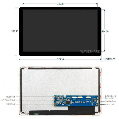 An Waveshare 15.6 inch Capacitive Touch Screen LCD, 1920 x 1080, HDMI, IPS, Various Systems Support