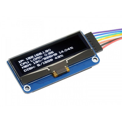 An Waveshare 5.6 CM (2.23 inch) 128x32 OLED Display HAT for Raspberry Pi