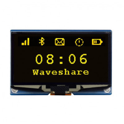 An Waveshare 2.42inch OLED Display Module(C), 12864 Resolution, SPI / I2C Communication Yellow Display