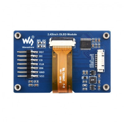 An Waveshare 2.42inch OLED Display Module(C), 12864 Resolution, SPI / I2C Communication Yellow Display