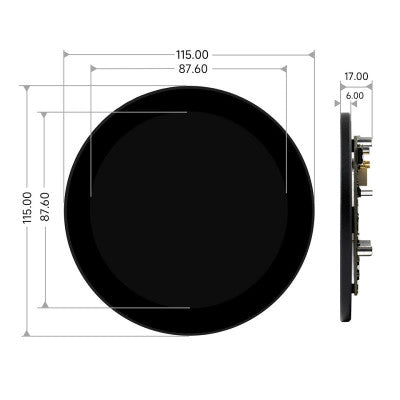 An Waveshare 3.4inch DSI Round Touch Display, 800 800, IPS, 10-Point Touch