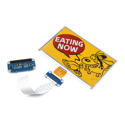 An Waveshare 7.3inch e-Paper HAT (G), 800x480, Red/Yellow/Black/White