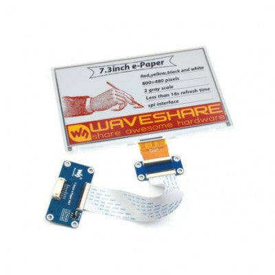 An Waveshare 7.3inch e-Paper HAT (G), 800 480, Red/Yellow/Black/White