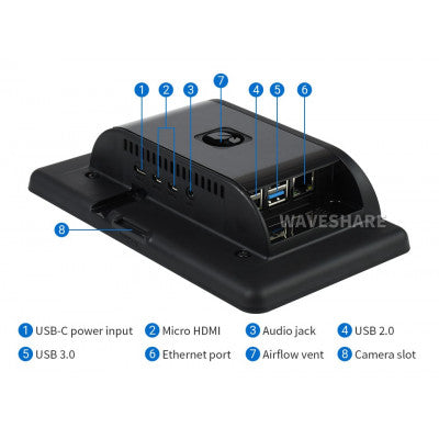 An Waveshare 7inch Capacitive Touch IPS Display for Raspberry Pi, with Protection Case, 1024×600, DSI Interface