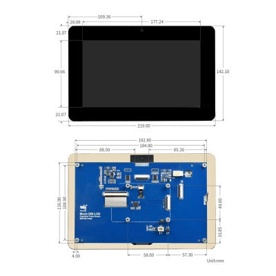An Waveshare 8inch Capacitive Touch Display for Raspberry Pi, DSI Interface, 800x480