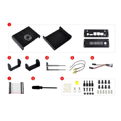 An Waveshare Aluminum Alloy Case For Jetson Orin, With Camera Holder, Suitable for Jetson Orin Nano And Jetson Orin NX Kits