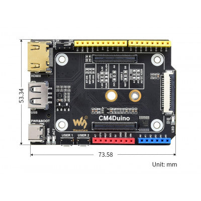 An Waveshare Arduino Compatible Base Board For Raspberry Pi Compute Module 4, HDMI, USB, M.2 Slot
