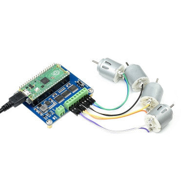 An Waveshare DC Motor Driver Module for Raspberry Pi Pico Driving up to 4x DC Motors