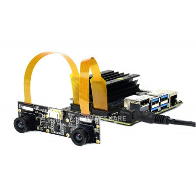 An Waveshare IMX219-83 Stereo Camera, 8MP Binocular Camera Module, Depth Vision