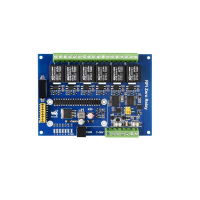 An Waveshare Industrial 6-ch Relay Module for Raspberry Pi Zero, RS485/CAN with Isolated Protections