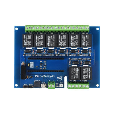 An Waveshare Industrial 8-Channel Relay Module for Raspberry Pi Pico, Multi Protection