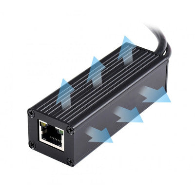 An Waveshare Industrial Gigabit PoE Splitter, Metal Case protection, 5V 2.5A Type-C Out