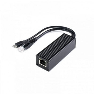 An Waveshare Industrial Gigabit PoE Splitter, Metal Case protection, 5V 2.5A Type-C Out
