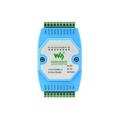 An Waveshare Industrial-grade Isolated 8-ch RS485 Hub, Rail-mount Support, Wide Baud Rate Range