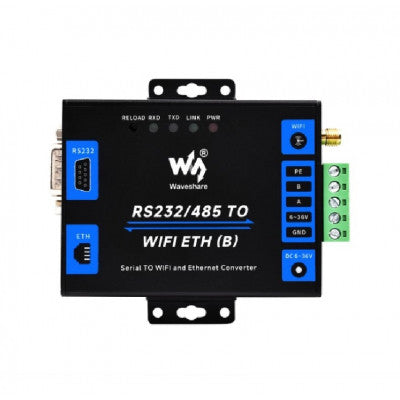 An Waveshare Industrial Grade Serial Server RS232/485 To WiFi and Ethernet, Modbus Gateway, MQTT Gateway, Metal Case RJ45 network port