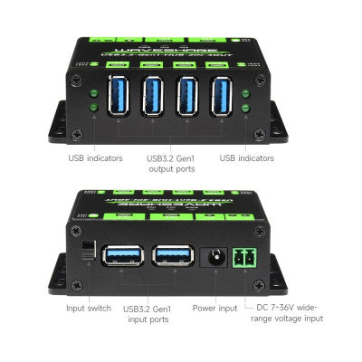 An Waveshare Industrial grade USB HUB, Switchable dual hosts, Multi Protections