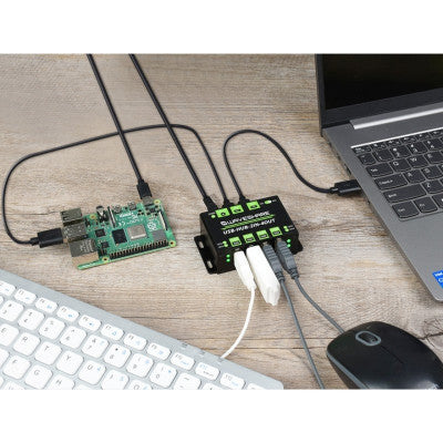 An Waveshare Industrial Grade USB HUB, Extending 4x USB 2.0 Ports, Switchable Dual Hosts (Without Power Adapter)