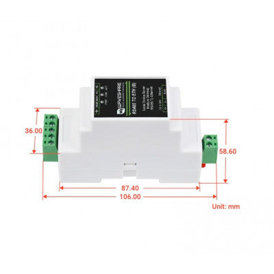 An Waveshare Industrial Serial Server, RS485 to RJ45 Ethernet, TCP/IP to Serial, Rail-Mount Support