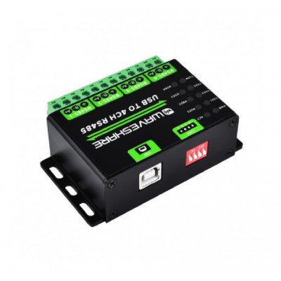 An Waveshare Industrial USB TO 4Ch RS485 Converter, Multi Protection Circuits, Multi Systems Support, Aluminium Alloy Case