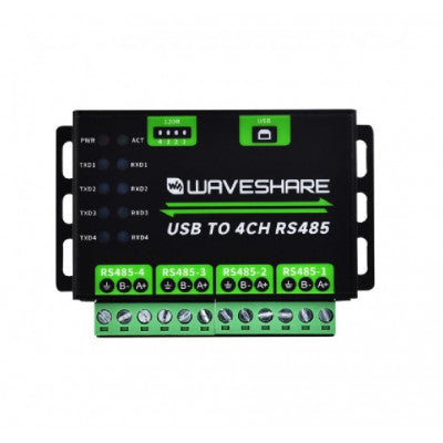 An Waveshare Industrial USB TO 4Ch RS485 Converter, Multi Protection Circuits, Multi Systems Support, Aluminium Alloy Case
