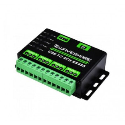 An Waveshare Industrial USB TO 4Ch RS485 Converter, Multi Protection Circuits, Multi Systems Support, Aluminium Alloy Case