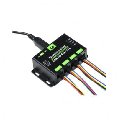 An Waveshare Industrial USB TO 4CH TTL Converter, USB To UART, Multi Protection & Systems Support