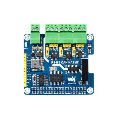 An Waveshare Isolated RS485 CAN HAT (B) For Raspberry Pi, 2-Ch RS485 and 1-Ch CAN, Multi Protections