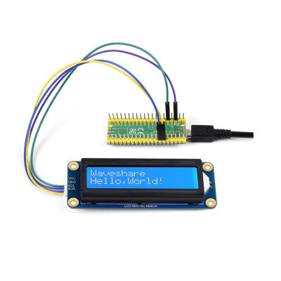 An Waveshare LCD1602 I2C Display Module White color with blue background LCD
