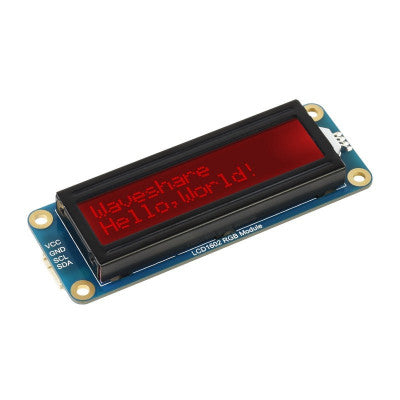 An Waveshare LCD1602 RGB Module, 16×2 Characters LCD, RGB Backlight, 3.3V/5V, I2C Bus