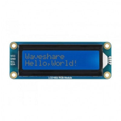An Waveshare LCD1602 RGB Module, 16×2 Characters LCD, RGB Backlight, 3.3V/5V, I2C Bus