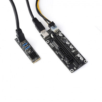 An Waveshare M.2 to PCIe 4-Ch Expander Using With PCIe X1 to PCIe X16 Expander