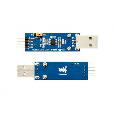 An Waveshare PL2303 USB To UART (TTL) Communication Module V2, USB-A Connector