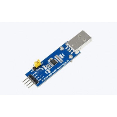 An Waveshare PL2303 USB To UART (TTL) Communication Module V2, USB-A Connector