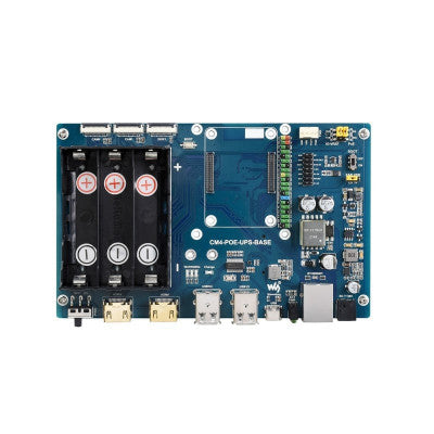 An Waveshare PoE UPS Base Board Designed for Raspberry Pi Compute Module 4, Gigabit Ethernet, Dual HDMI, Quad USB2.0