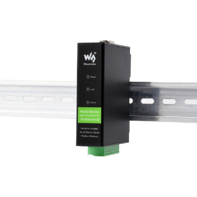 An Waveshare Rail-Mount Serial Server RS232/485/422 to RJ45 Ethernet Module TCP/IP to serial With POE Function