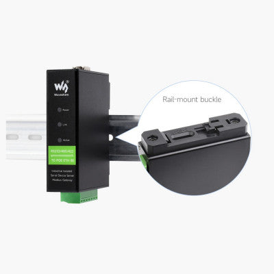 An Waveshare Rail-Mount Serial Server RS232/485/422 to RJ45 Ethernet Module TCP/IP to serial With POE Function
