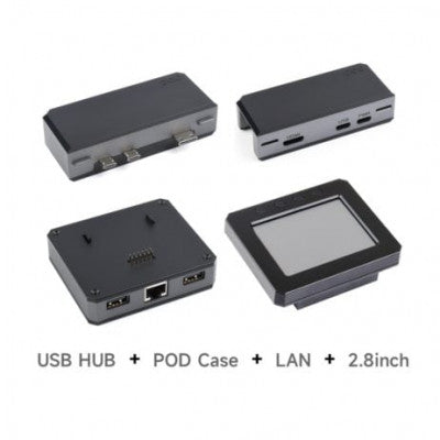 An Waveshare Raspberry Pi Zero POD Kit C (HDMI USB HUB Module + Zero POD Case + 2.8inch LCD Module + Lan Module)