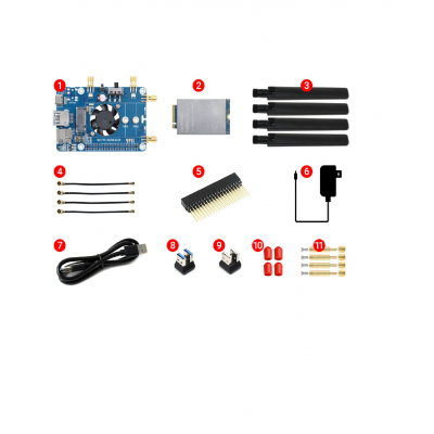 An Waveshare RM500U-CN 5G HAT for Raspberry Pi Quad Antennas LTE-A Multi Band 5G/4G/3G