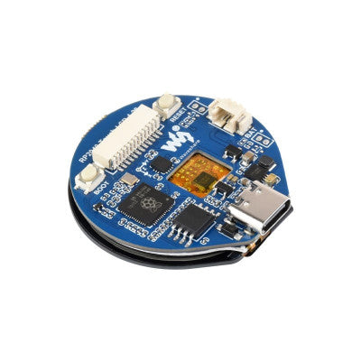 An Waveshare RP2040 Microcontroller Development Board, with 1.28inch Round Touch LCD, Compact size, Accelerometer And Gyroscope Sensor