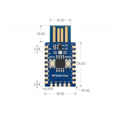 An Waveshare RP2040-One, 4MB Flash MCU Board Based On Raspberry Pi RP2040