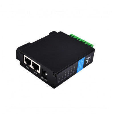An Waveshare RS232 RS485 to RJ45 Ethernet Serial Server, RS232 And RS485 Dual Channels Independent Operation, Dual Ethernet Ports, common netowrk port