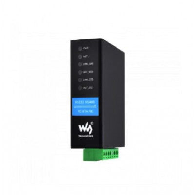 An Waveshare RS232 RS485 to RJ45 Ethernet Serial Server, RS232 And RS485 Dual Channels Independent Operation, Dual Ethernet Ports, common netowrk port